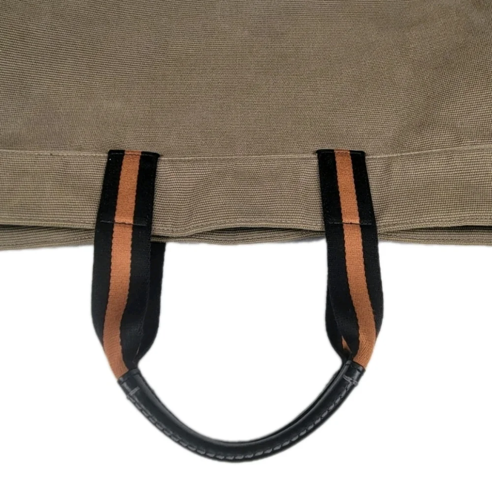 Coach Tote Bag 43 C5406 Canvas Leather Tan Orange Black Full Zip EUC Travel City